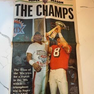 Vintage 49ers Super Bowl XXIX Victory Newspaper Clipping
